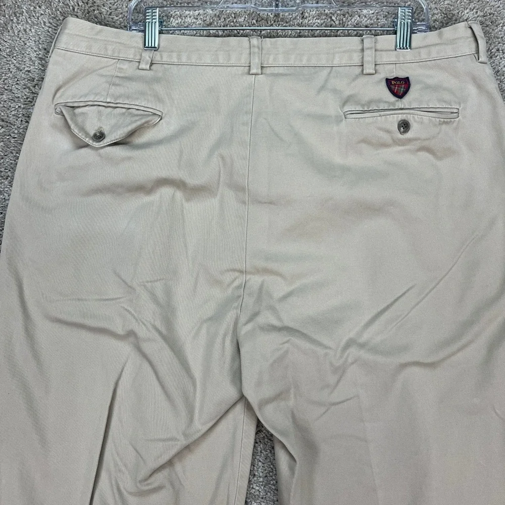 Polo Golf Ralph Lauren Pants Mens 39x29 Beige‎ Straight Leg Pleated Flap Pocket